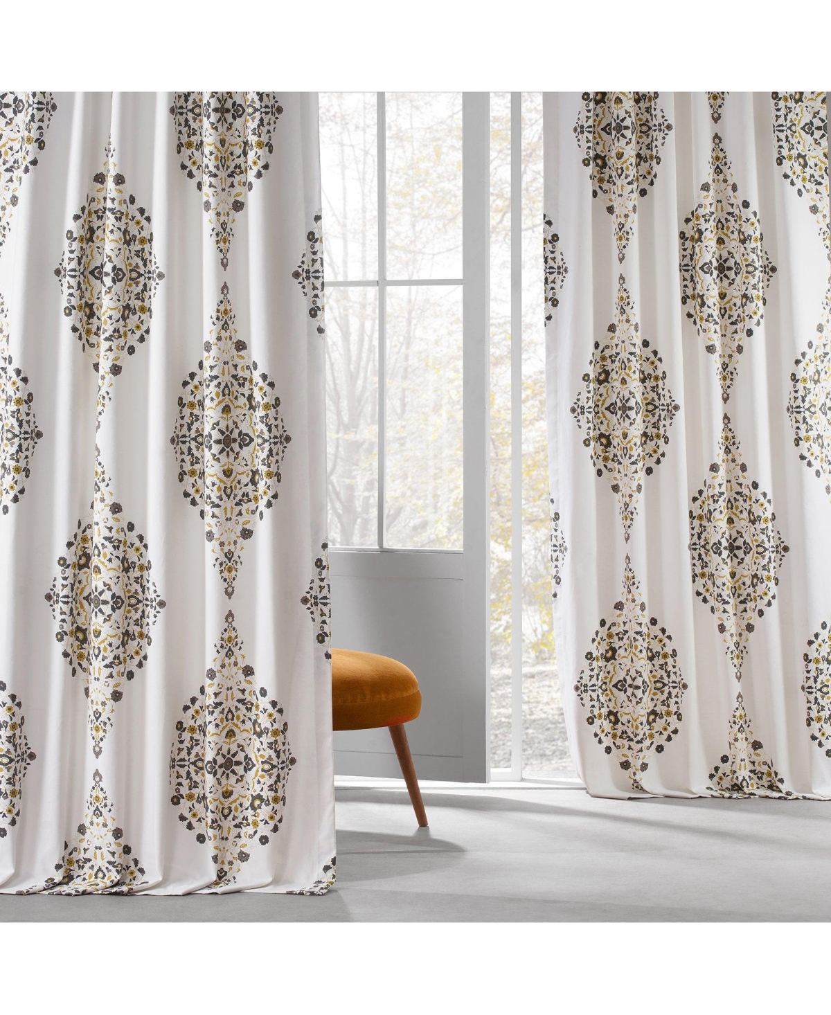 Half Price Drapes Emblem Printed Cotton Room Darkening Curtain