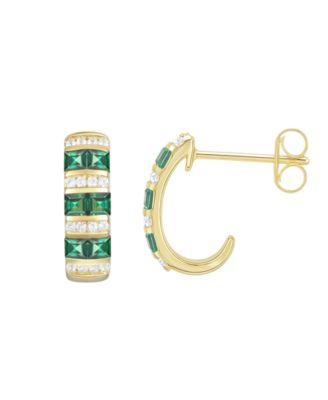 Lab-Grown Ruby (5/8 ct. t.w.) & White Sapphire (1/6 ct. t.w.) Earring in 14k Gold Over Sterling Silver (also in Emerald & Sapphire)