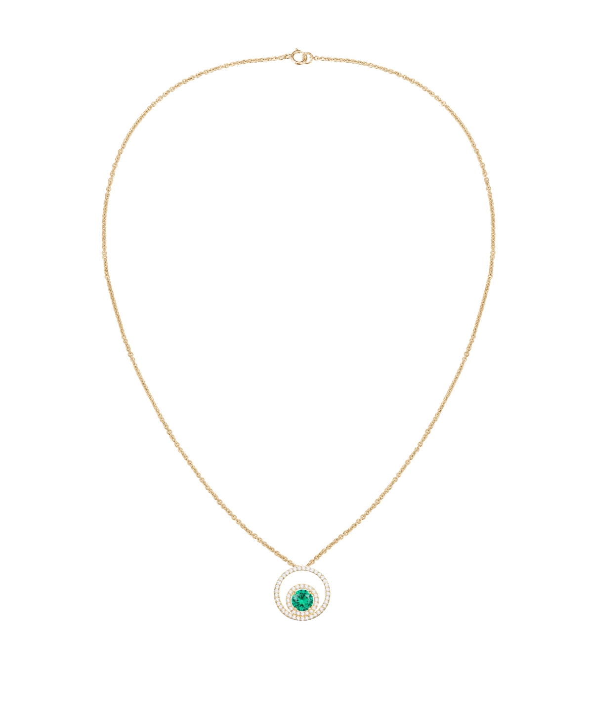 Macy's Lab-Grown Sapphire (1 ct. t.w.) & White (1/3 Pendant Necklace 14k Gold Over Sterling Silver (also Ruby Emerald)