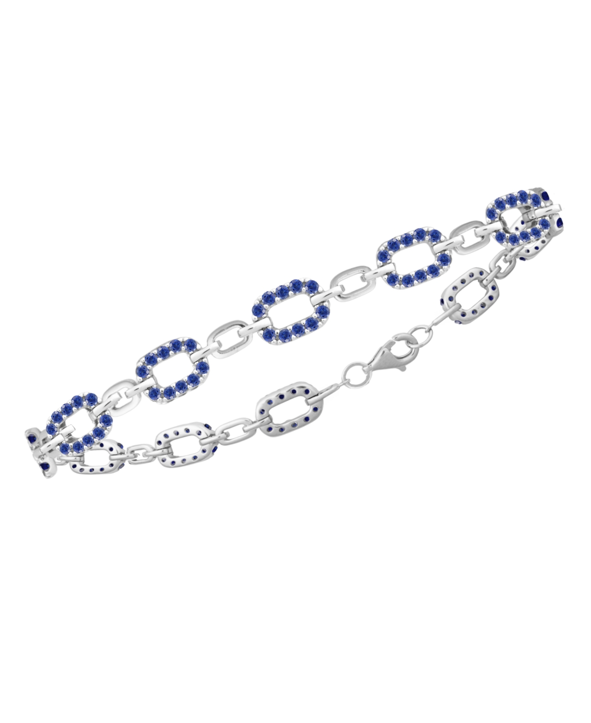 Macy's Lab-grown Ruby (2 Ct. T.w.) Bracelet In Sterling Silver (also In Sapphire) In Blue