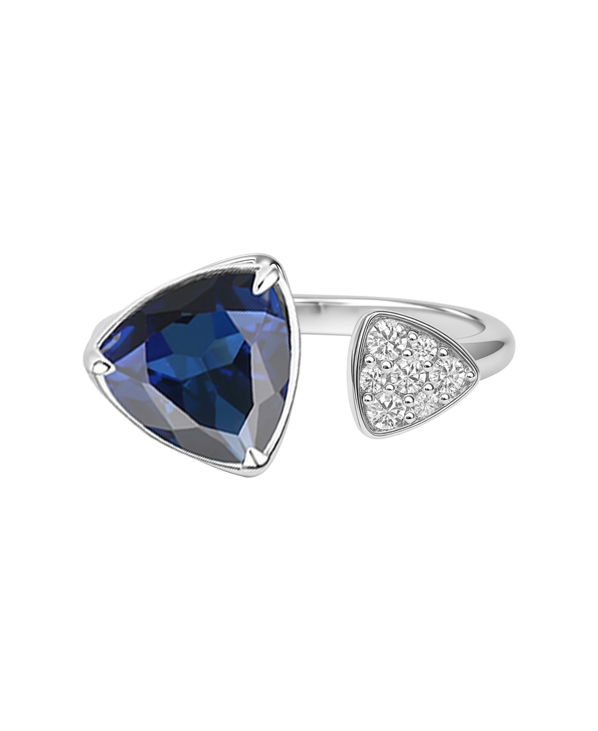 Macy's Lab-grown Emerald (1/2 Ct. T.w.) & White Sapphire (1/20 Ct. T.w.) Ring In 14k Gold Over Sterling Sil In Blue