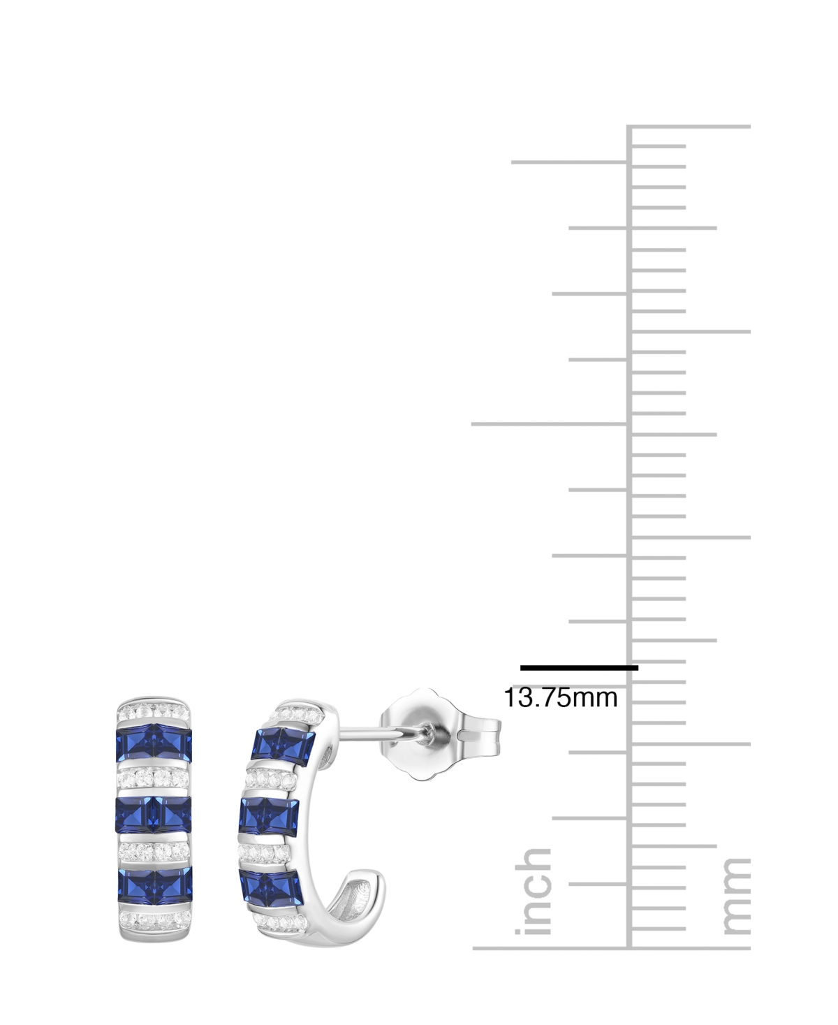 Macy's Lab-grown Ruby (5/8 Ct. T.w.) & White Sapphire (1/6 Ct. T.w.) Earring In 14k Gold Over Sterling Silv In Blue