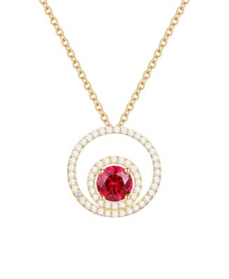 Lab-Grown Sapphire (1 ct. t.w.) & White Sapphire (1/3 ct. t.w.) Pendant Necklace in 14k Gold Over Sterling Silver (also in Ruby & Emerald)