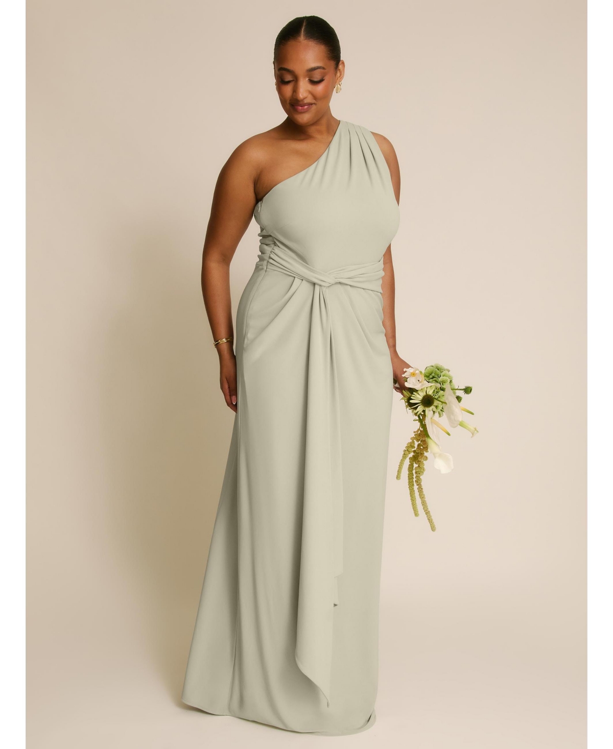 Six Stories Women's One Shoulder Drape Stretch Bridesmaid Dress