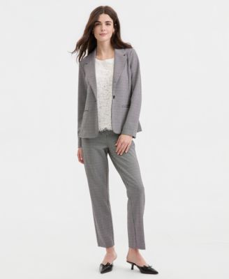 Women's Notch Collar Fitted Blazer, Sleeveless Lace Knit Top & Kayla Straight Leg Pants 