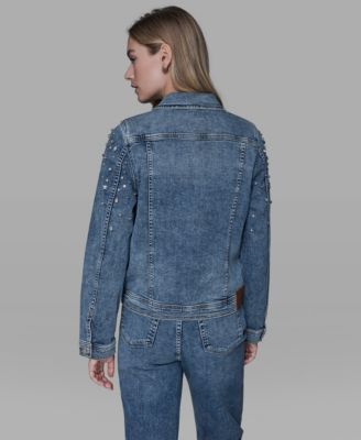Women's Button Front Embellished Denim Jacket