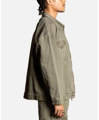 Men's Oversized Denim Jacket, Beige/Khaki-Medium