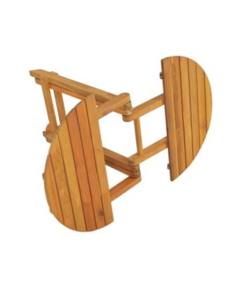 Foldable Acacia Wood End Table - Adjustable & Sturdy