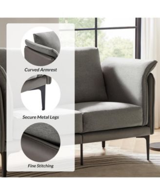 Vecent Modern Faux Leather-trimmed Fabric Sofa