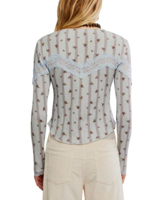 Women's Lets Party Cardi-Print Square Neck Top