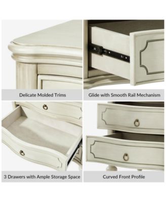 Mauro Traditional 3-Drawer End Table with Solid Wood Spindle Legs