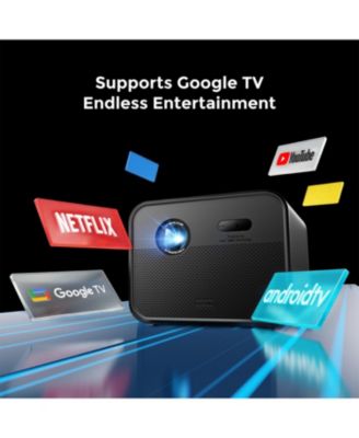 Poseidon E100 4K Projector with DLP Tech, 1800 ANSI Projector with WiFi and Bluetooth, 300'' Home Theater with Active 3D & 120% DCI-P3