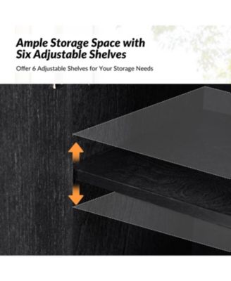 Dennis Mid-Century Modern 63"Wide 4 Door Sideboard with Adjustable Shelves