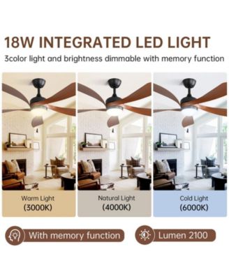 52-inch Minimalist Black 5-Blade Flush Mount with Remote Control and Led Light