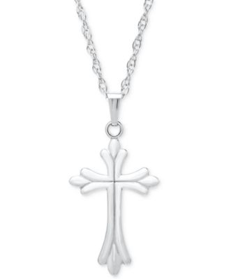 Macy's - Embossed Cross Pendant Necklace in Sterling Silver