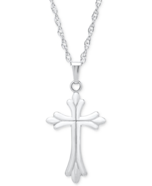 image of Embossed Cross Pendant Necklace in Sterling Silver