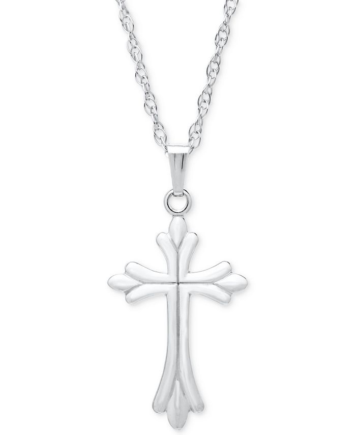 Macy's white clearance gold cross necklace