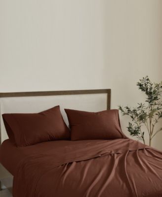 Solid Cotton Percale 3-Pc. Sheet Set, Twin