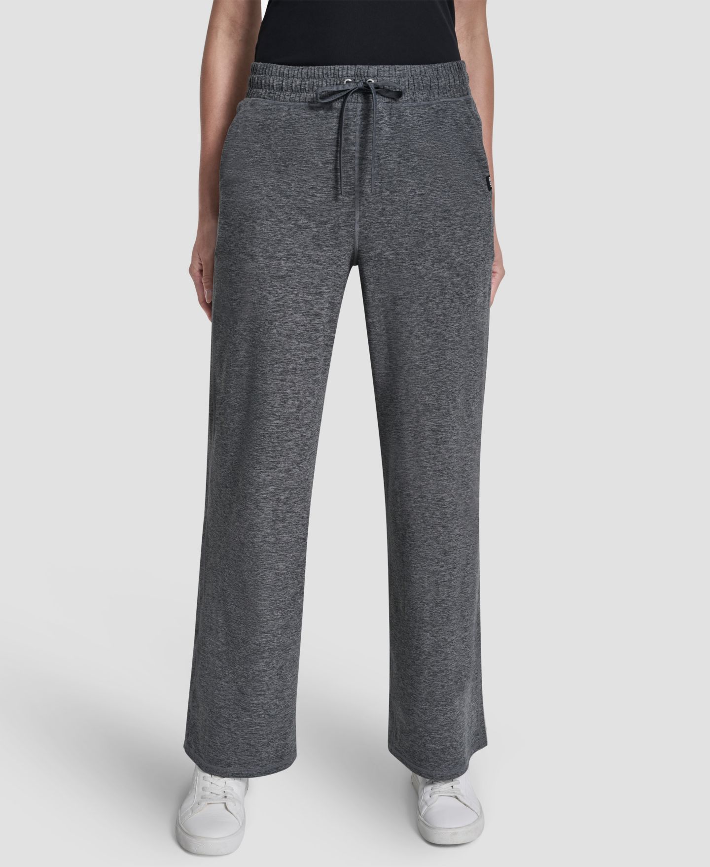 Женские брюки DKNY Spacedye Regular-Fit Wide-Leg, цвет: Чёрный — фото 5