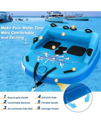 2 Person Water Sport Inflatable Towable Tubes for Boating-Blue