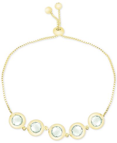 Victoria Townsend Green Quartz Bezel-Set Adjustable Bracelet (6 ct. t.w.) in 18k Gold-Plated Sterling Silver