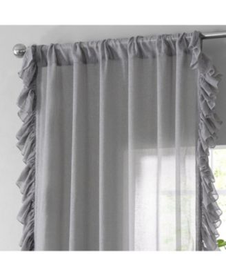 Ruffled Faux Linen Sheer Curtain
