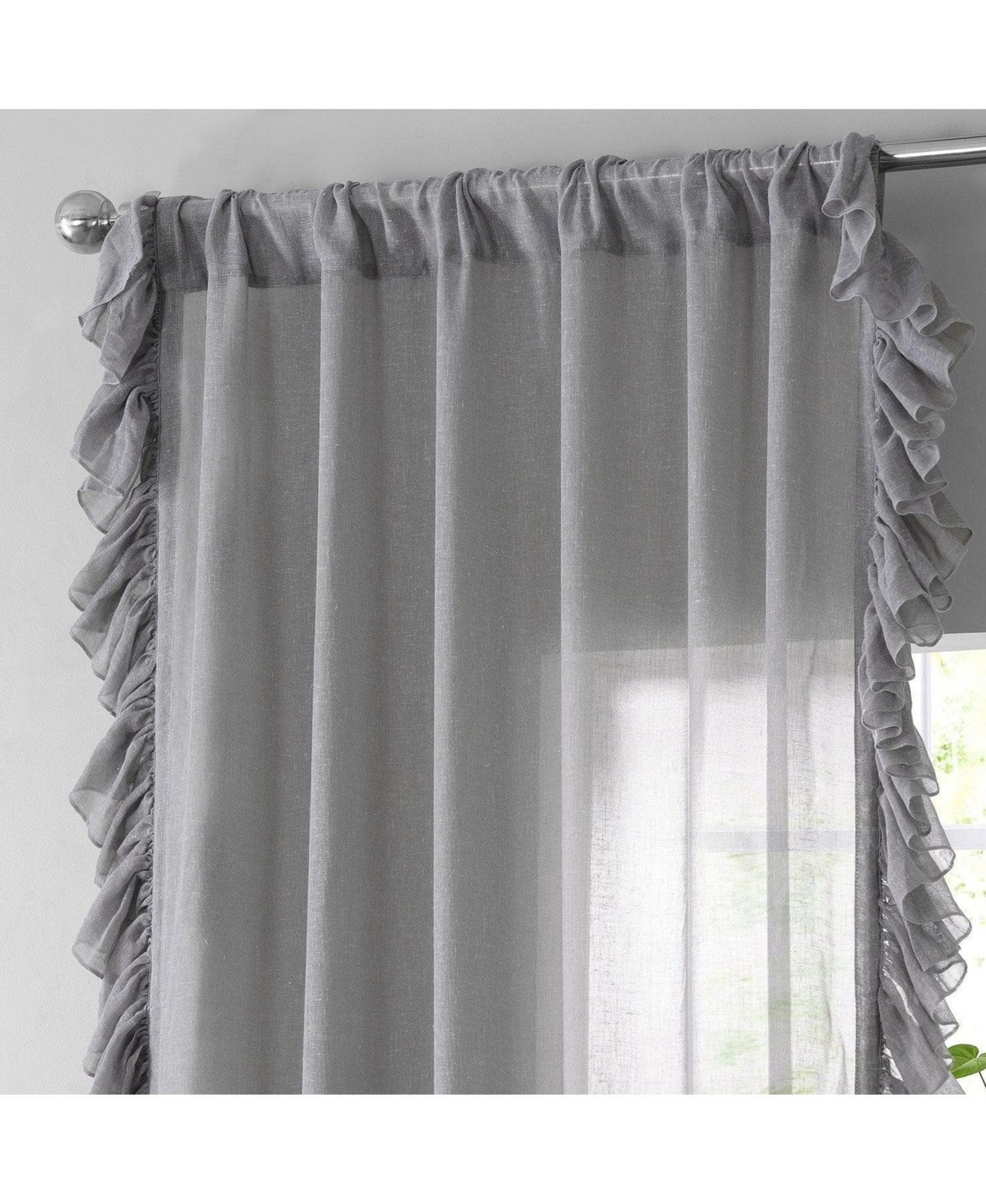 Half Price Drapes Ruffled Faux Linen Sheer Curtain