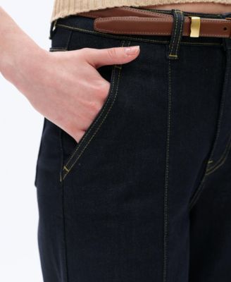 Women's Ultra High-Rise Raw Denim Wide-Leg Jeans