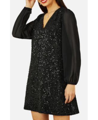 Women's Women'sSequin Tunic Dress With Tie Back