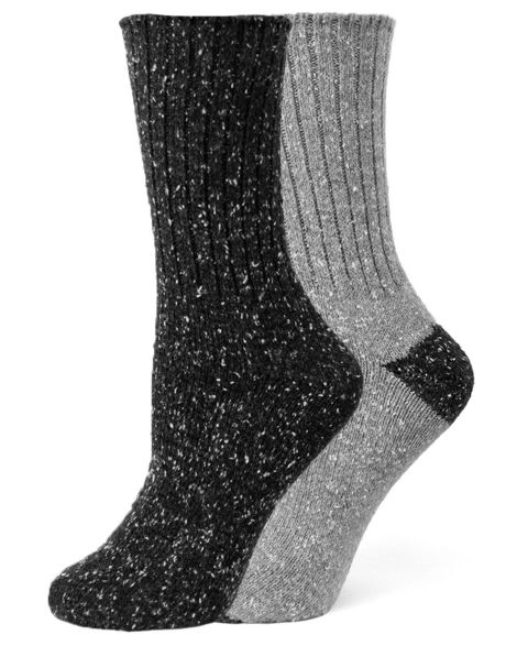 Женские носки-сапоги Hue в рубчик с твидом U24761, набор из 2 пар, цвет: Серый