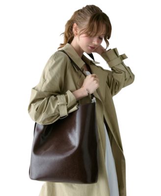 Halo Large Glazed Leather Bucket Bag