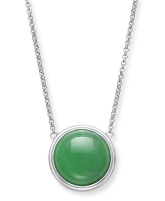 Macy's - Dyed Jade Disc Shape Necklace in Sterling Silver