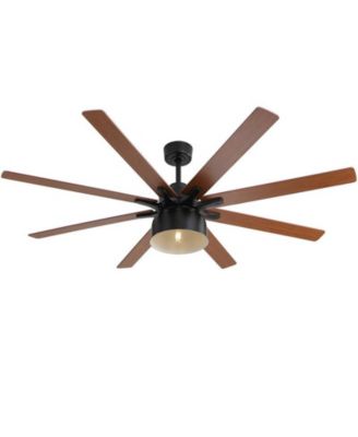 66-inch Modern Black 8-Blade Ceiling Fan with Remote Control and Timing Function