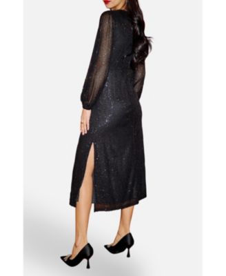 Women's Sequin Long Sleeve Midi Dress