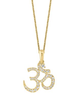 Diamond OM 18" Pendant Necklace (1/6 ct. t.w.) in 14k White or Yellow Gold