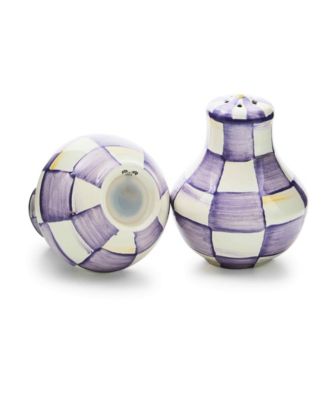 Violet Check Handmade 2-Pc. Salt and Pepper Shaker Set