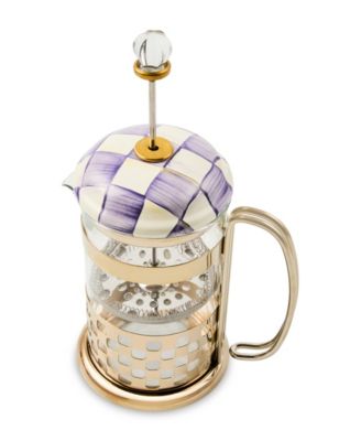 Violet Check Handmade French Press Coffee Maker