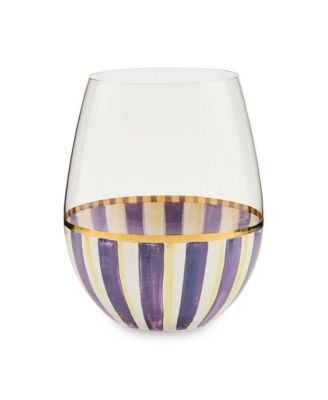 Violet Stripe Stemless Wine Glass