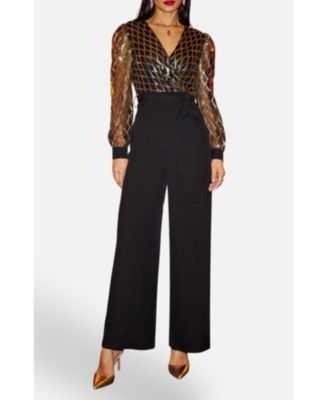 Women's Sequin Wrap Over Jumpsuit