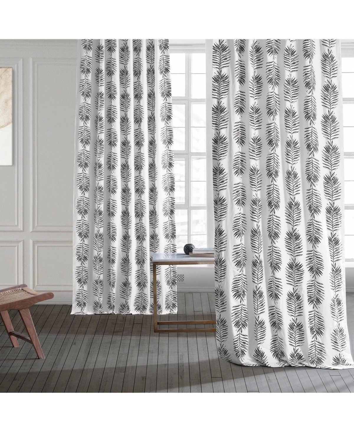 Half Price Drapes Sago Floral Printed Cotton Room Darkening Curtain