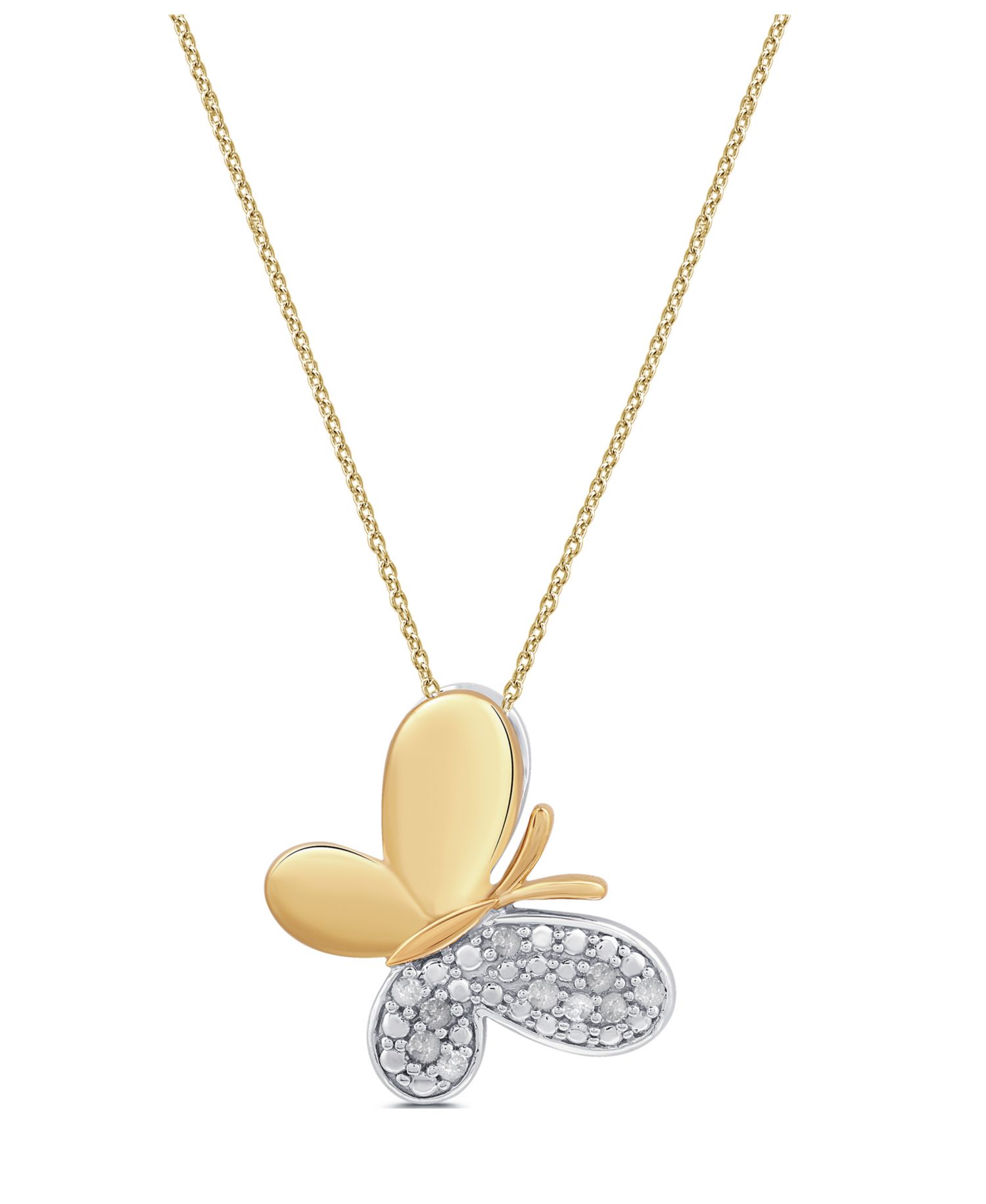 Diamond Butterfly Pendant Necklace (1/10 ct. t.w.) in Sterling Silver (also in 14k Gold-Plated Sterling Silver)