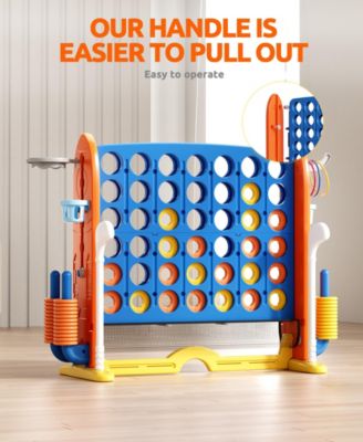 Giant 4-in-A Row Game Set for Kids and Adults with Basketball Hoop and Carrying Bag