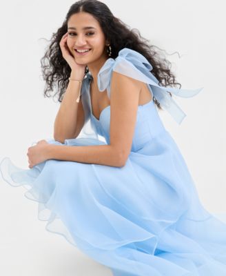 Juniors' Sweetheart-Neck Tie-Strap Bustier Gown 