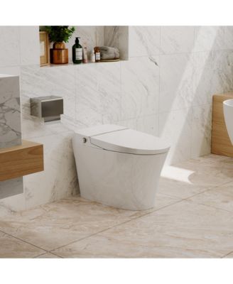 Heated Seat Dual Flush Smart Bathroom Fixture With Night Light, Foot Sensor Flush, Blackout Flush