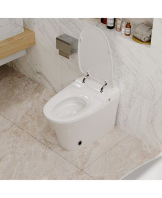 Luxury Smart Tankless Bathroom Fixture with Dryer and Warm Water,Heated Seat, Night Light, Kick/Blackout Flush