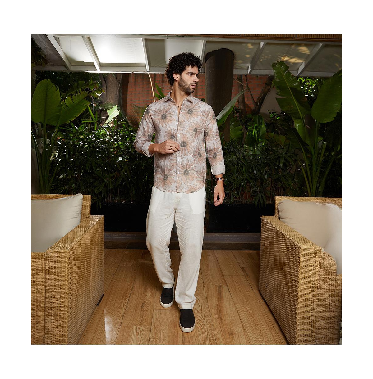 Campus Sutra Men's Chesntnut Brown Gloomy Daisy Shirt