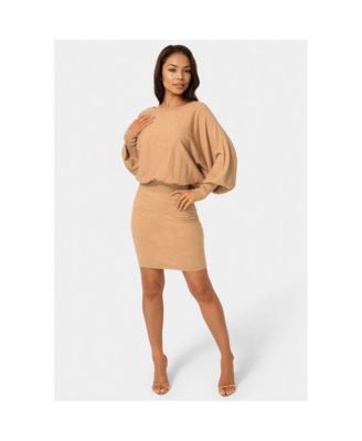 Women's Scoop Neck Bloudson Sweater Midi Dress