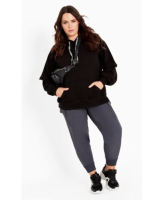 Women's Plus Size Frill Eggplant Hoodie
