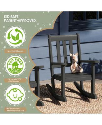3-Piece Kids Outdoor Rocking Chairs Set With Kids Square Side Table