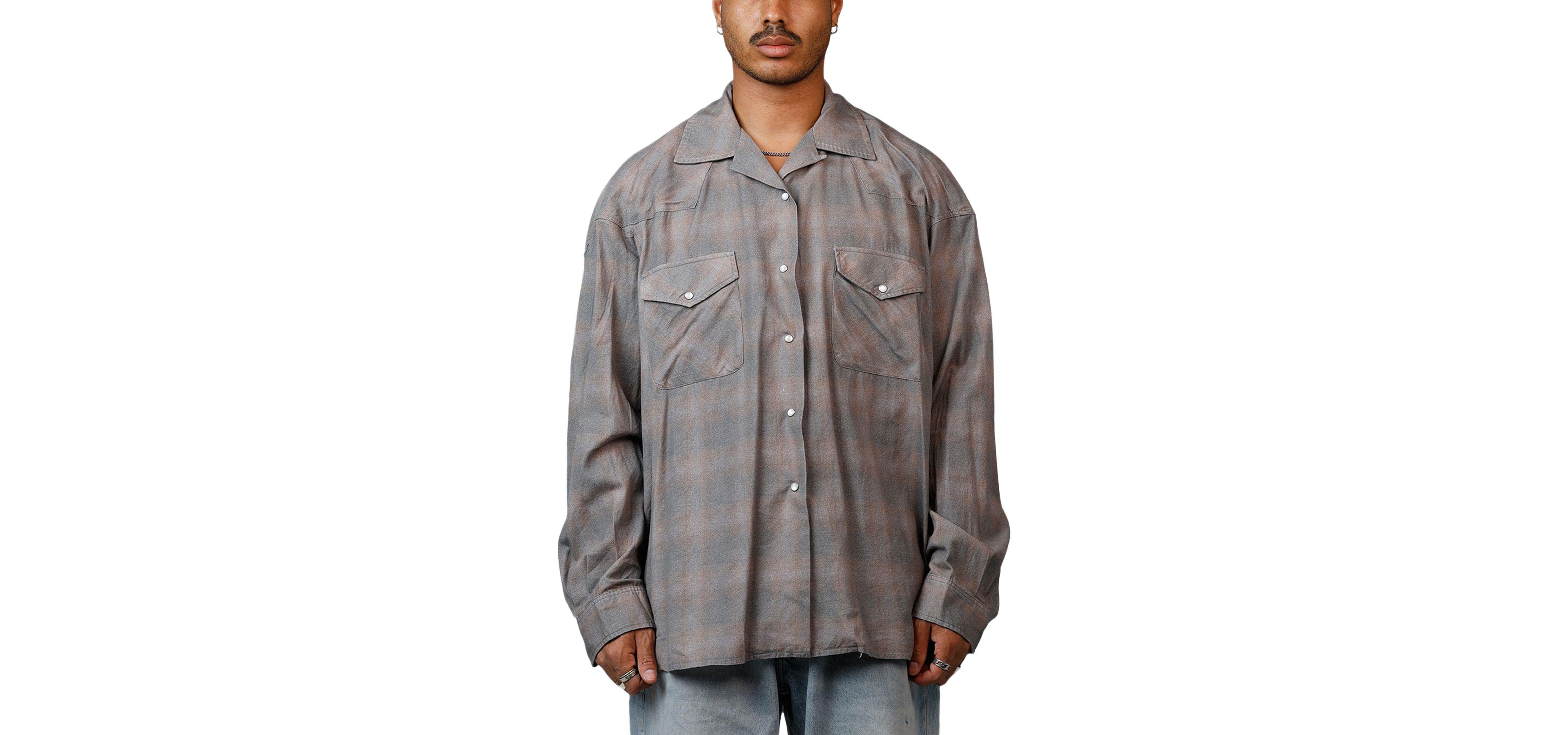 mnml Men's Mem's Faded Print Flannel Shirt